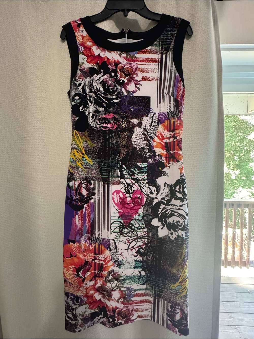 Cache Multicolor Floral & Abstract Sleeveless Midi Dress